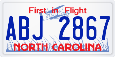 NC license plate ABJ2867