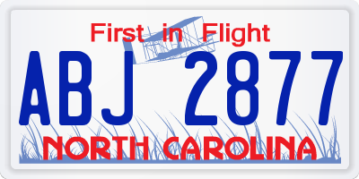 NC license plate ABJ2877