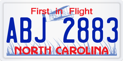 NC license plate ABJ2883