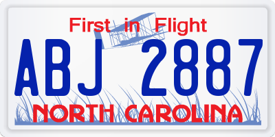 NC license plate ABJ2887