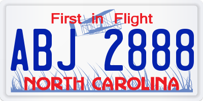 NC license plate ABJ2888