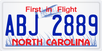 NC license plate ABJ2889