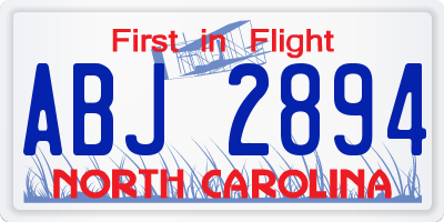 NC license plate ABJ2894
