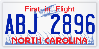 NC license plate ABJ2896