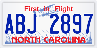 NC license plate ABJ2897