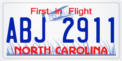 NC license plate ABJ2911