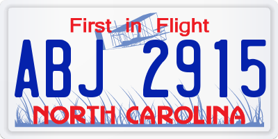NC license plate ABJ2915