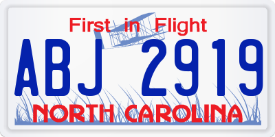 NC license plate ABJ2919