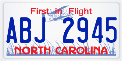 NC license plate ABJ2945