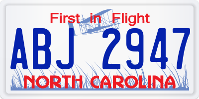NC license plate ABJ2947