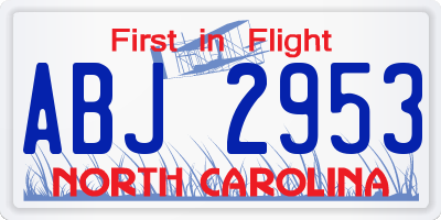 NC license plate ABJ2953