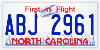 NC license plate ABJ2961