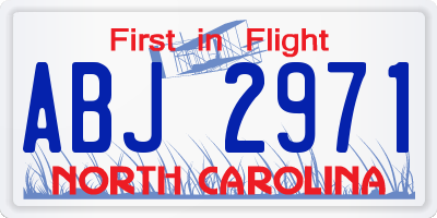 NC license plate ABJ2971