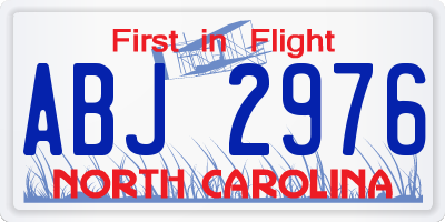 NC license plate ABJ2976