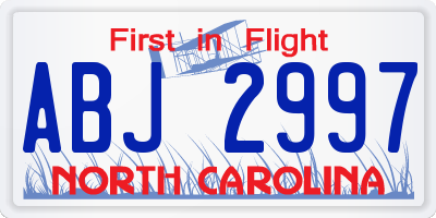 NC license plate ABJ2997