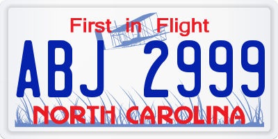 NC license plate ABJ2999
