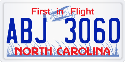 NC license plate ABJ3060