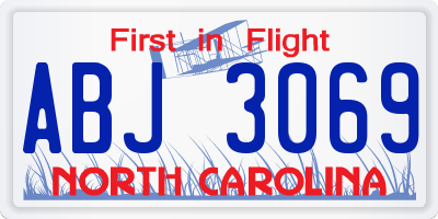 NC license plate ABJ3069