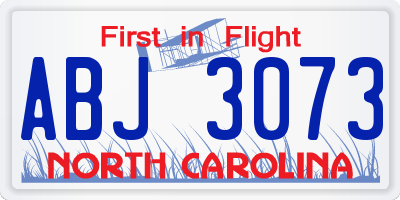 NC license plate ABJ3073