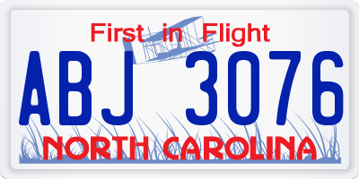 NC license plate ABJ3076