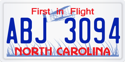 NC license plate ABJ3094