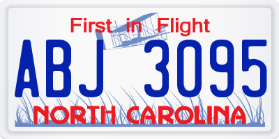 NC license plate ABJ3095