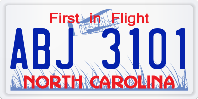NC license plate ABJ3101