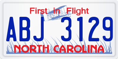 NC license plate ABJ3129