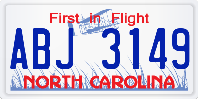 NC license plate ABJ3149