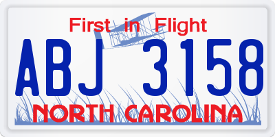 NC license plate ABJ3158