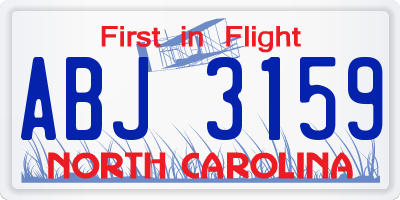 NC license plate ABJ3159