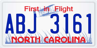 NC license plate ABJ3161