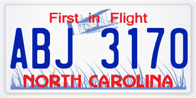 NC license plate ABJ3170
