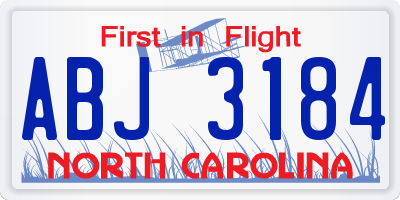 NC license plate ABJ3184