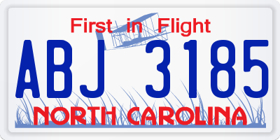 NC license plate ABJ3185