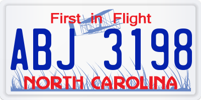 NC license plate ABJ3198