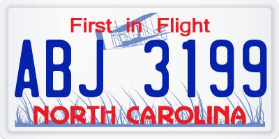 NC license plate ABJ3199