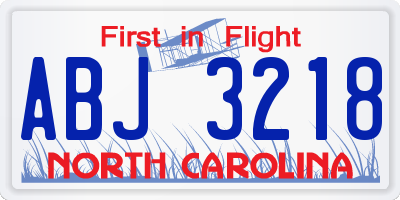 NC license plate ABJ3218