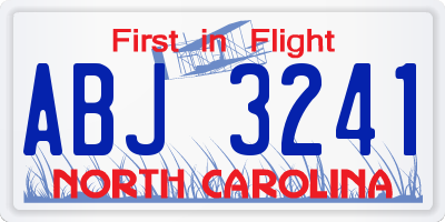 NC license plate ABJ3241