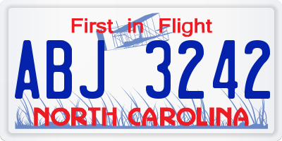 NC license plate ABJ3242