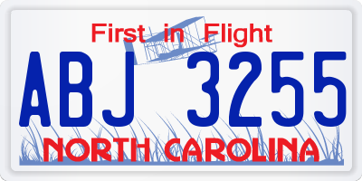 NC license plate ABJ3255