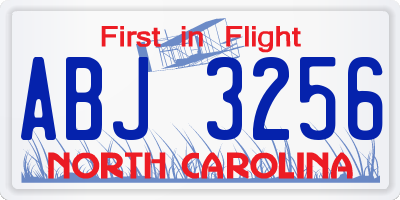 NC license plate ABJ3256