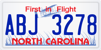 NC license plate ABJ3278
