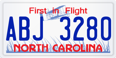 NC license plate ABJ3280