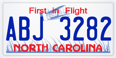NC license plate ABJ3282