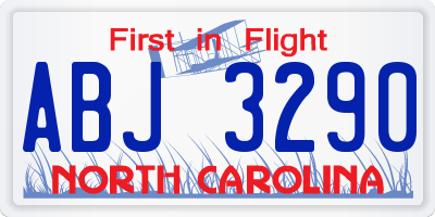 NC license plate ABJ3290