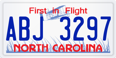 NC license plate ABJ3297