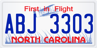 NC license plate ABJ3303