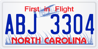 NC license plate ABJ3304