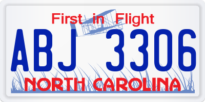 NC license plate ABJ3306